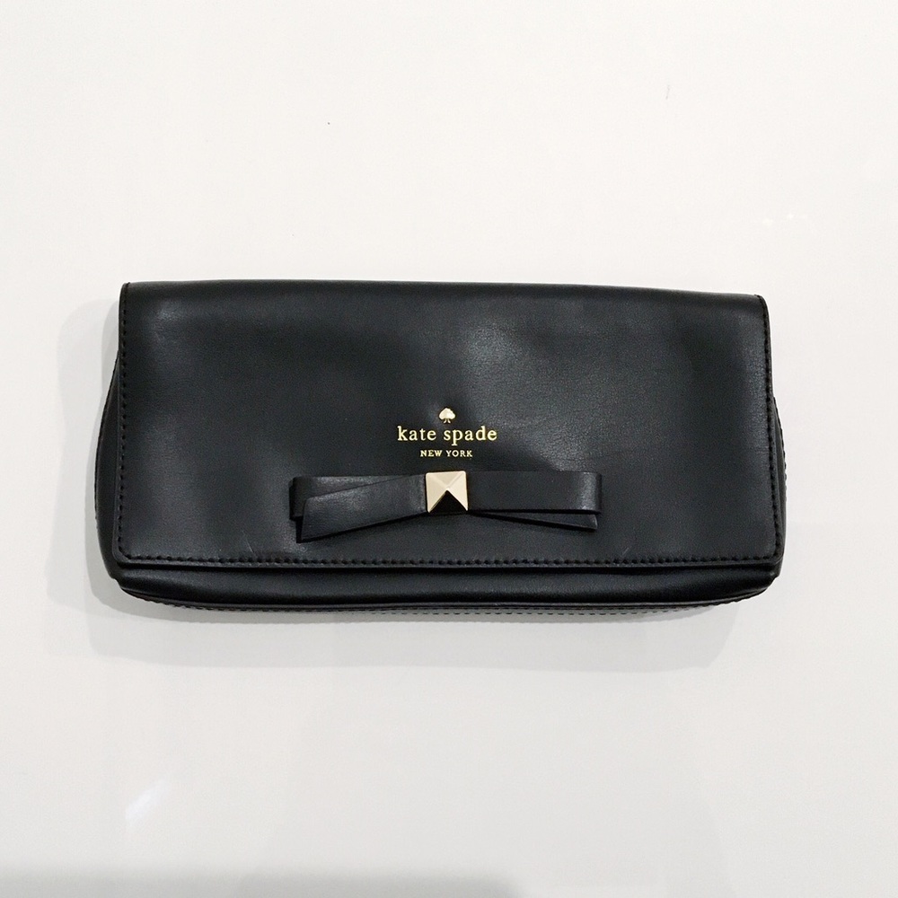 Kate Spade Small Black Gold Clutch